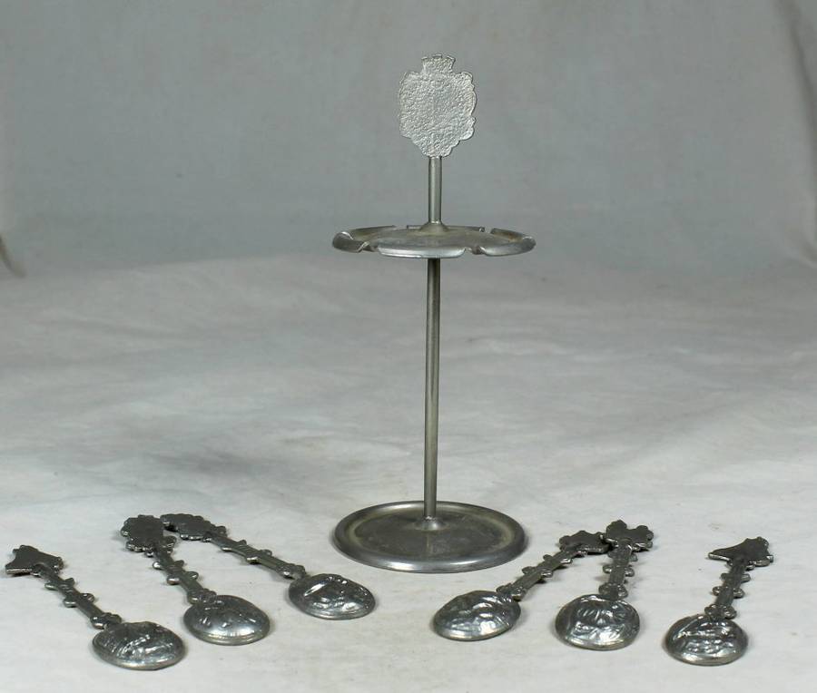 SWAZILAND SET OF COLLECTABLE SPOONS ON A RACK - BID NOW!!!!
