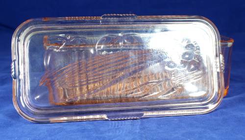 DEPRESSION GLASS STYLE LARGE BUTTER DISH - BID NOW !!!