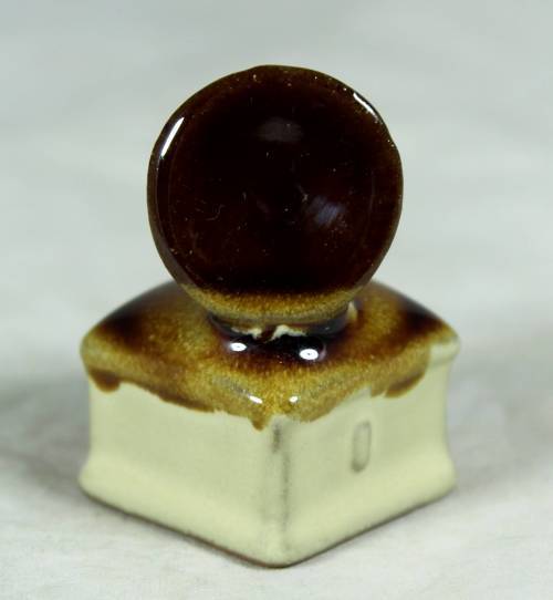 Miniature porcelain brown & beige gramophone