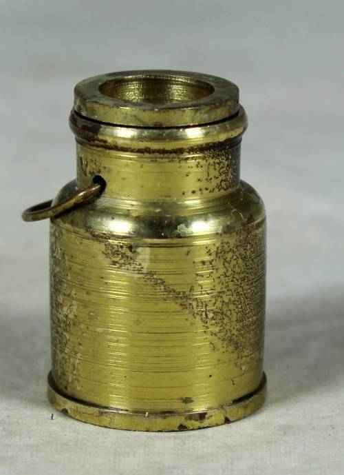 Miniature handcrafted brass temptations milk can