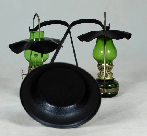 BEAUTIFUL VINTAGE SMALL PAIR OF HANGING OIL LAMPS-BID NOW!!