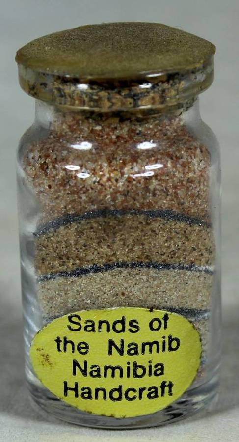 MINIATURE-SANDS OF THE NAMIB,NAMIBIA IN A GLASS BOTTLE-BID NOW