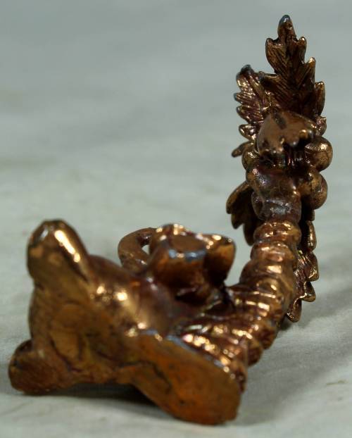 MINIATURE-BRASS COLOR LEAD ELEPHANT UNDER A PALM TREE-BID NOW!!