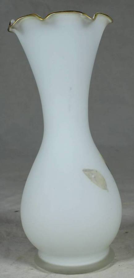 White glass vase with a victorian couple