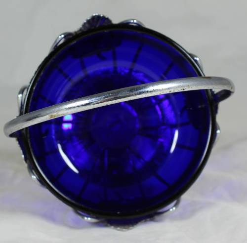 Silver plated basket with blue liner insert