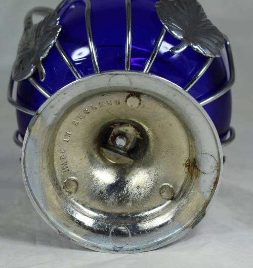 Silver plated basket with blue liner insert