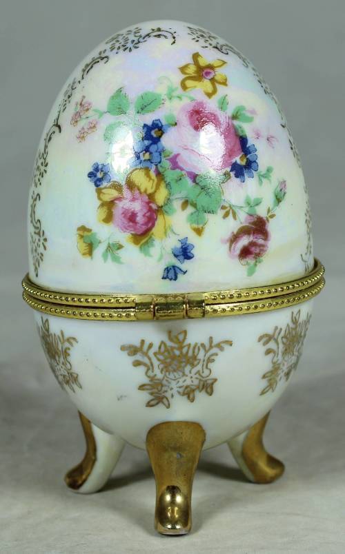 Porcelain Faberse style holder - pink roses motif