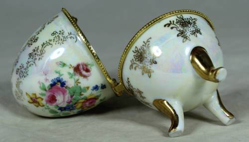 Porcelain Faberse style holder - pink roses motif