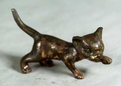 Miniature brass feral cat