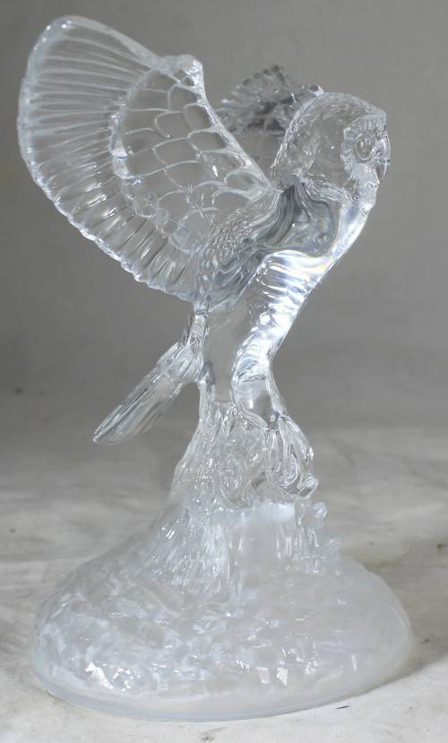 Glass owl on stand