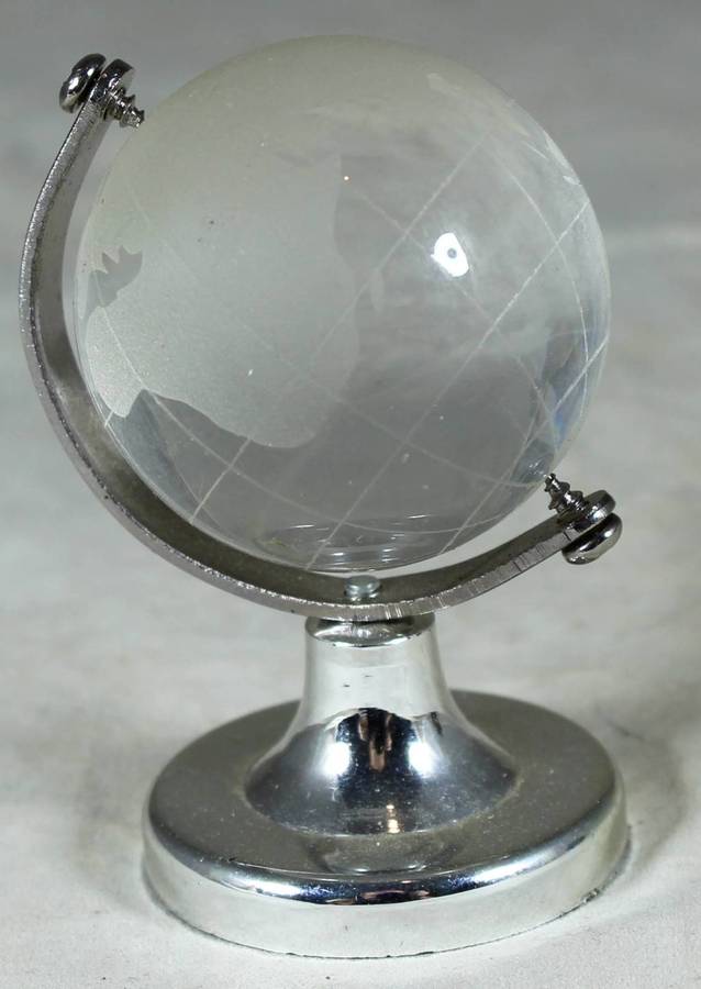 Miniature Glass World Map on Stand - Beautiful!!! BID NOW!!!!