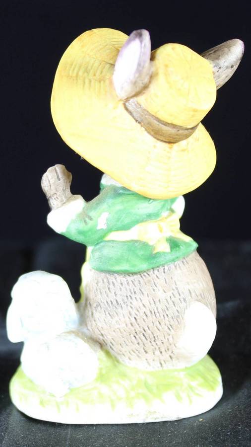 Netsuke 1970 rabbit with bonnet shepherdess with little lamb