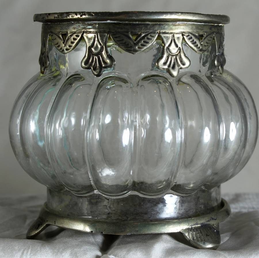 Glass Vase with Silver Plated Embellishment - BID NOW!!!