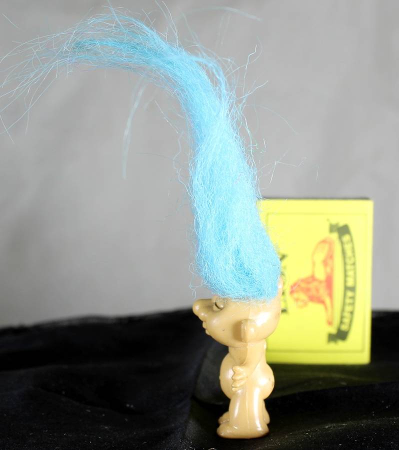 Miniature troll with powder blue hair