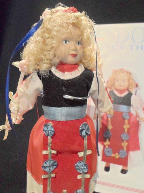 DOLLS of the World - Bulgaria - Genuine Porcelain Doll - Complete with stand and guide book!!