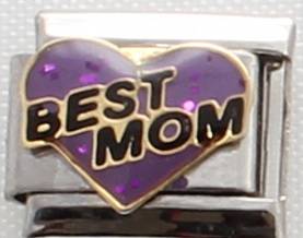 *CHRISTMAS SPECIAL* -Italian charms - Best Mom on Purple Heart (Fits Nomination)