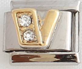 *SPECIAL* Italian charms - CZ Letter V (Fits Nomination)