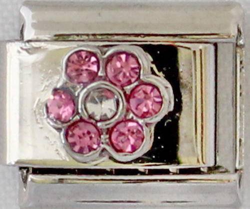 Italian charms - Pink CZ Flower (Fits Nomination)