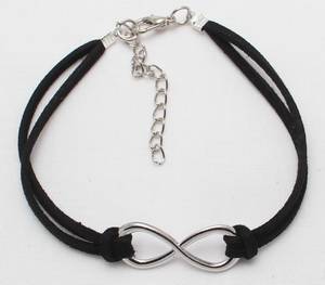 Black Leather Infinity Bracelet