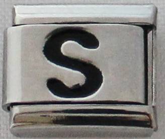 **Christmas Special** Italian charms - Black Letter S (Fits Nomination)