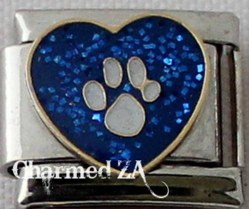 Italian charms - Paw on Blue Heart (Fits Nomination)