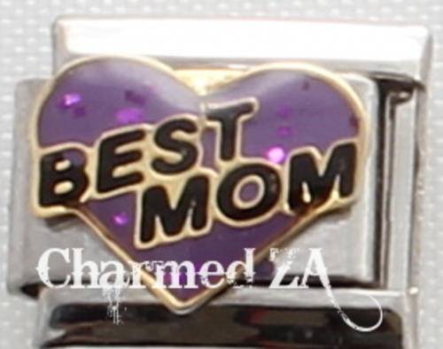 *Christmas Special* Italian charms - Best Mom on Purple Heart (Fits Nomination)