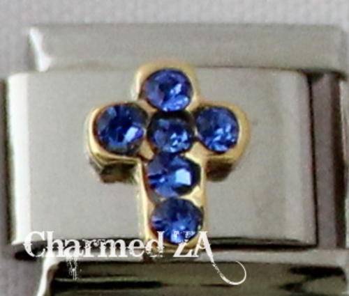 *Christmas Special* Italian charms - CZ Blue Cross (Fits Nomination)