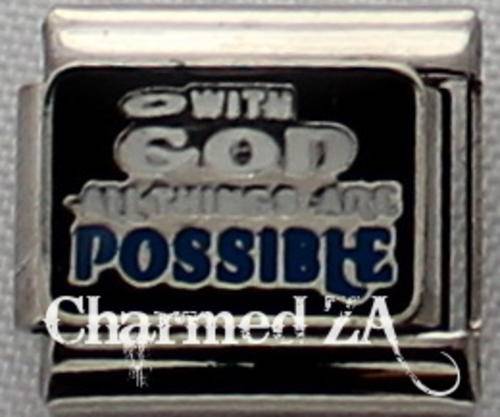 **Christmas Special - Italian charms - With God all things are Possible (Fits Nomination)