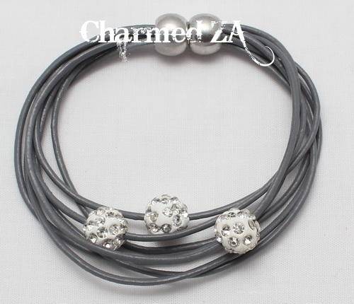 Grey Shamballa Magnetic Bracelet