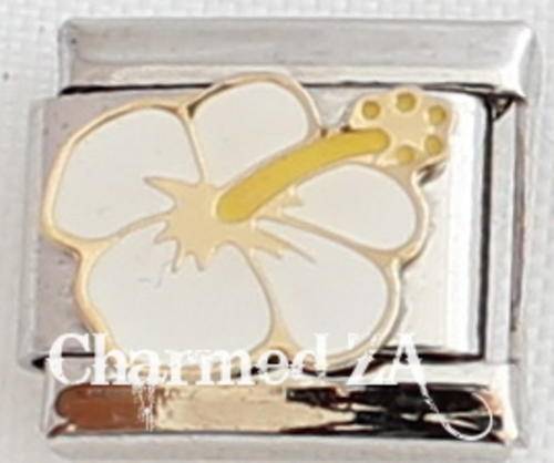 Italian charms - White Hibiscus (Fits Nomination)