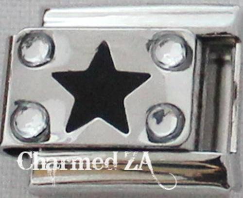 *Christmas Special* Italian charms - Black Star w/Stones (Fits Nomination)