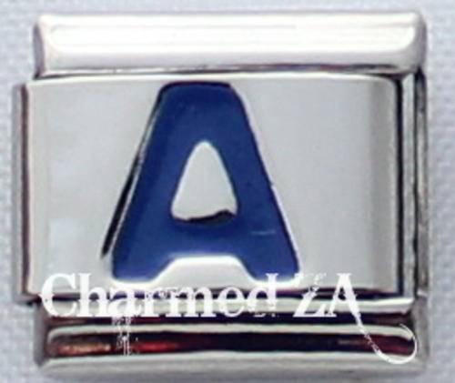 Italian charms - Blue Letter A (Fits Nomination)