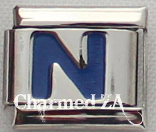 Italian charms - Blue Letter N (Fits Nomination)