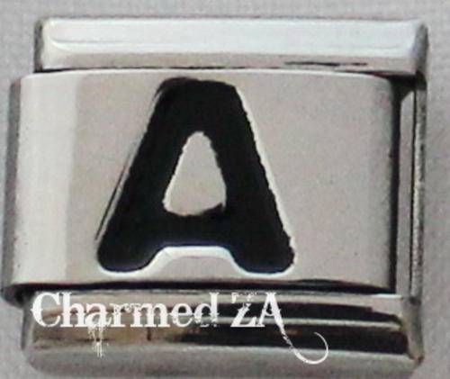 Italian charms - Black Letter A (Fits Nomination)