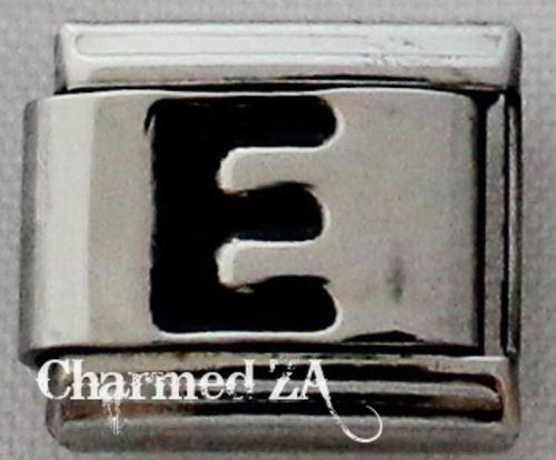 Italian charms - Black Letter E (Fits Nomination)