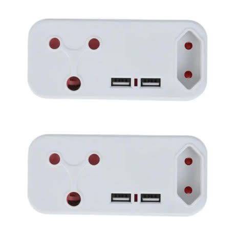 2 X Plug Socket, Power Strip with Usb, Universal Travel Ada