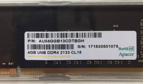 New Apacer 4GB DDR4 - 2133Mhz Desktop Memory