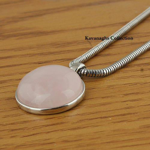 Kavanaghs - Silvery Rose Quartz Pendant and Necklace