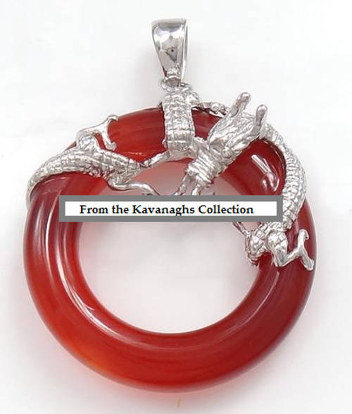 The Kavanaghs Collection - Stunning Red Agate Dragon Pendant