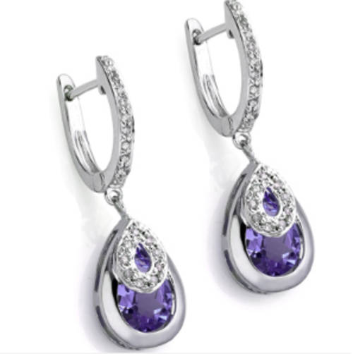The Kavanaghs Collection - Elegant 2.47cts Genuine Amethyst and Diamond Earrings