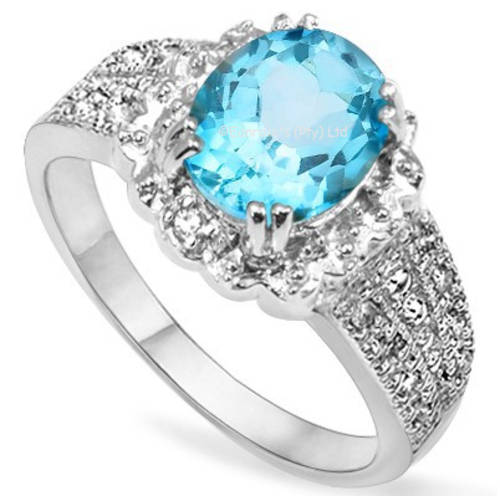 Exquisite 2.11ct Genuine Topaz and Diamond Ring
