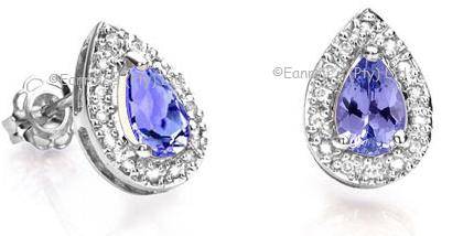 0.72cts Genuine Tanzanite and Diamond Earrings