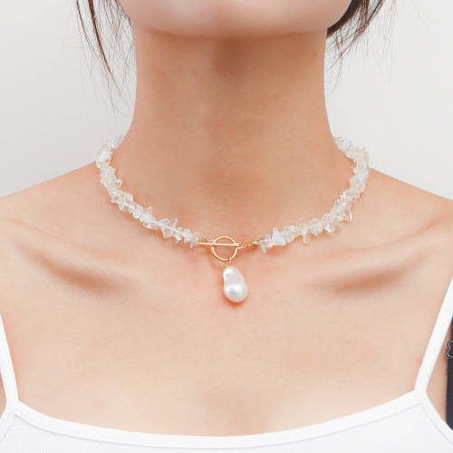 White South Sea Shell Pearl Necklace with opal and Crystals, 43cm length and pearl is 23mm.