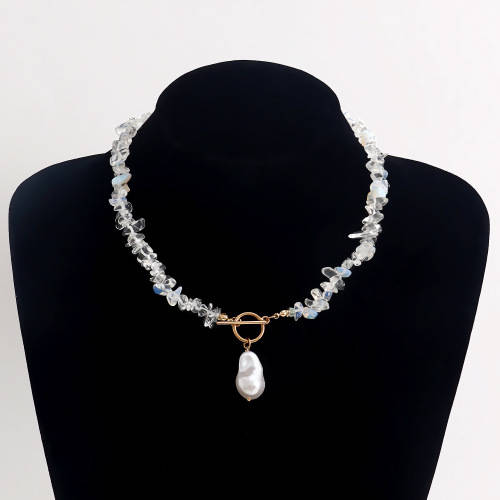White South Sea Shell Pearl Necklace with opal and Crystals, 43cm length and pearl is 23mm.