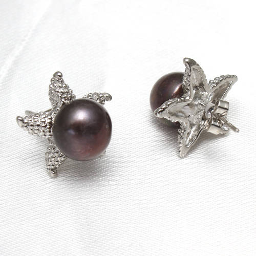 Sparkling Genuine Cultured Pearl Earrings.