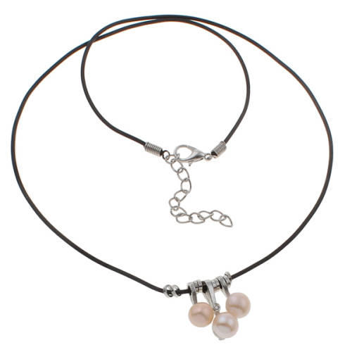 Natural Freshwater Pearl Necklace with Rubber Iron Lobster Clasp Round Pink Sold 15.5 Inch Strand