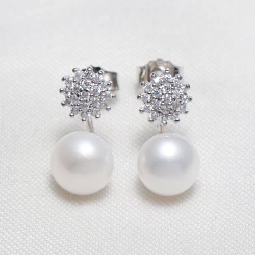 Sparkling Genuine 7 mm Cultured Pearl Earrings.