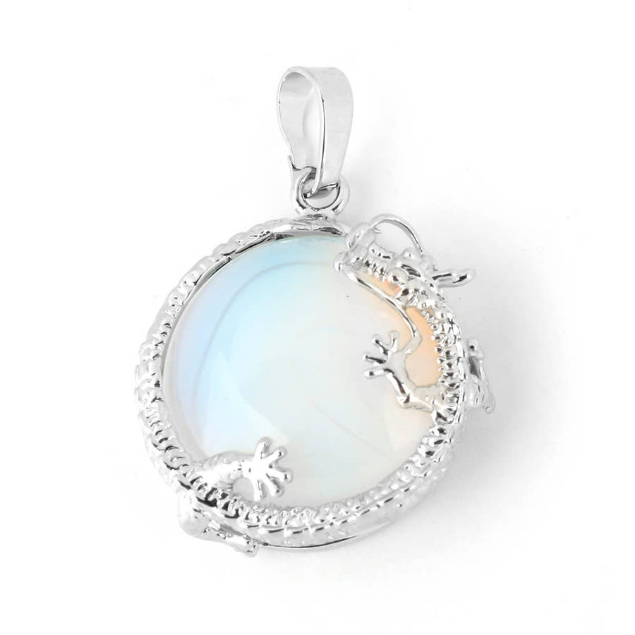 XMAS Specials - KAVANAGHS 11000 positive ratings - Sea Opalite Pendant with a Dragon Figure 33mm