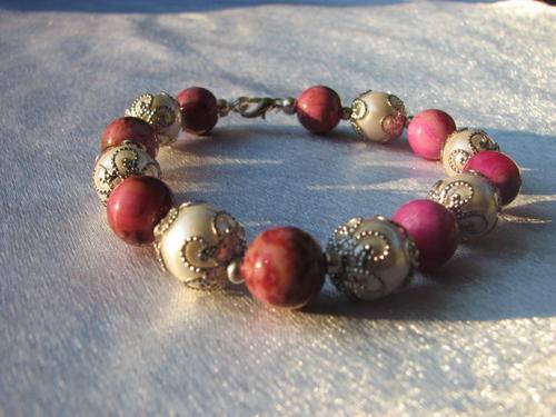 Kavanaghs Collection - Crazy Lace Agate and Shell Pearl Bracelet