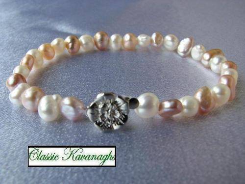 Kavaanghs - Exquisite White and Lavender Fresh Water Pearl Bracelet